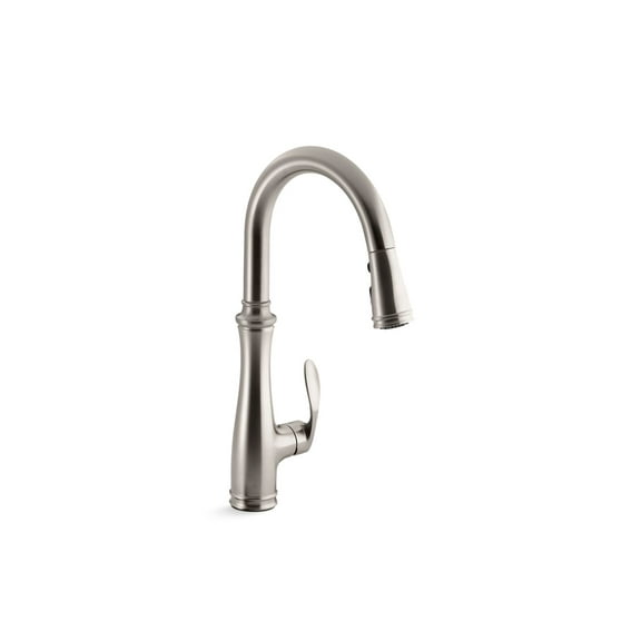 Kohler Bellera 1 or 3-Hole Kitchen Sink Faucet with Pull-Down 16-3/4" Spout, Right-Hand Lever Handle, Docknetik Magnetic Docking System, 3-Function Sprayhead Featuring Sweep Spray, Vibrant Stainless