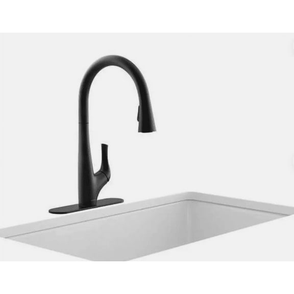 Open Box Kohler Bevin Matte Black High Arc in Kitchen Faucet