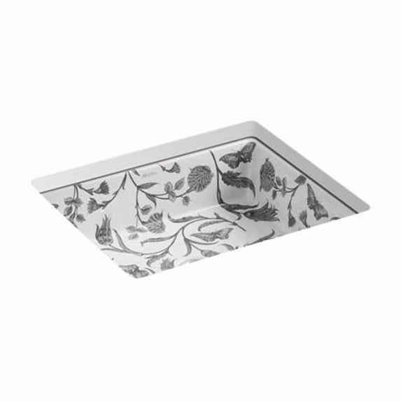 Kohler 14275-BT-0 19.75 in. Rectangular Undermount Bathroom Sink with No Overflow - Botanical Study