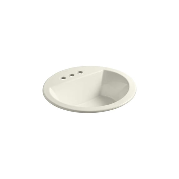KOHLER K-2714-4-96 Bryant Round Self-Rimming Bathroom Sink with 4" Centers, Biscuit