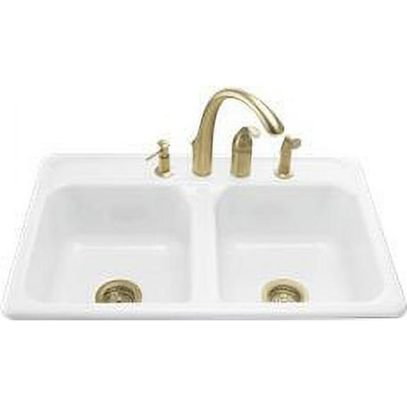 Kohler Delafield Top Mount Kitchen Sink, 33 In. X 22 In., White