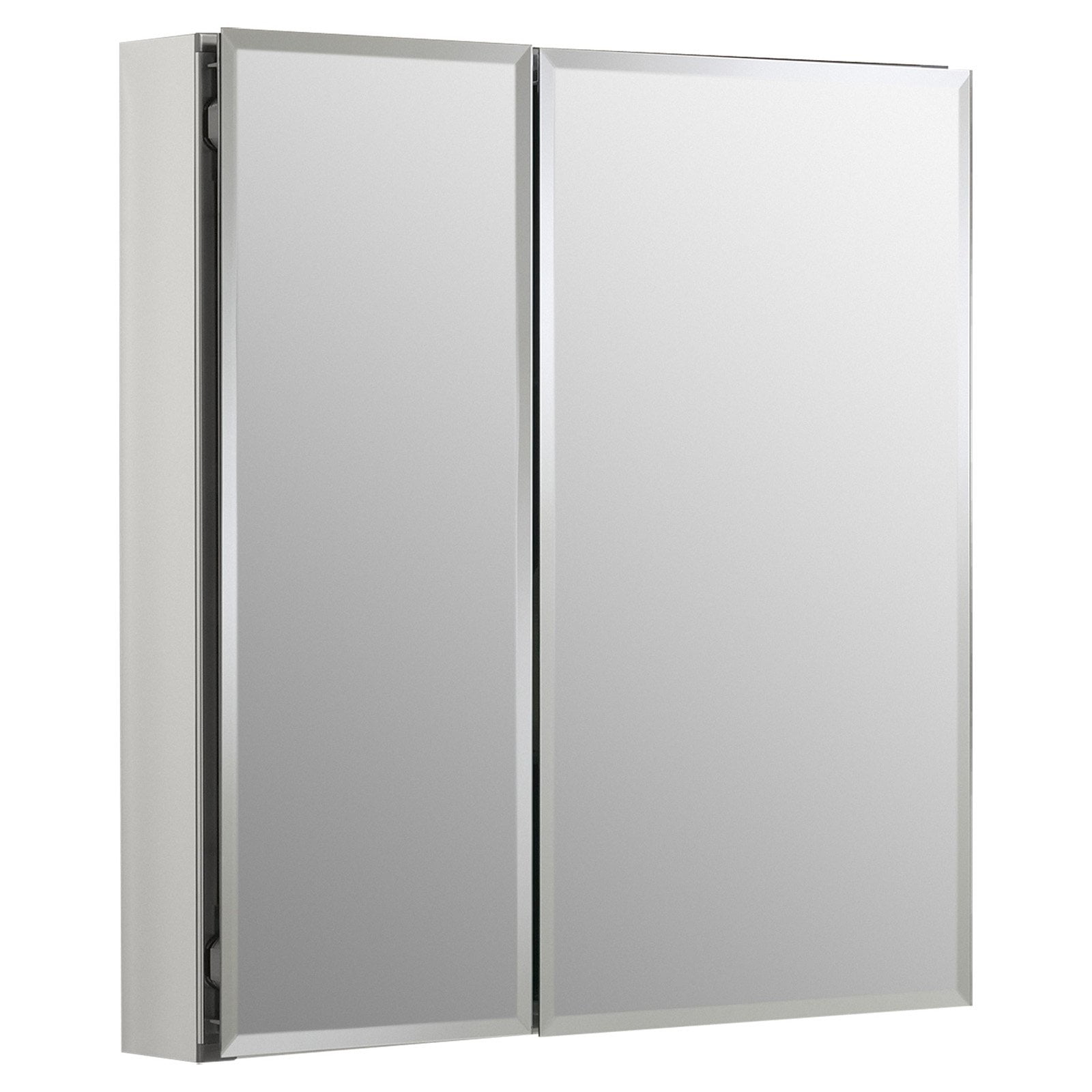 Sleek Frameless 26" H x 25" W Aluminum Medicine Cabinet with Beveled Mirrored Doors