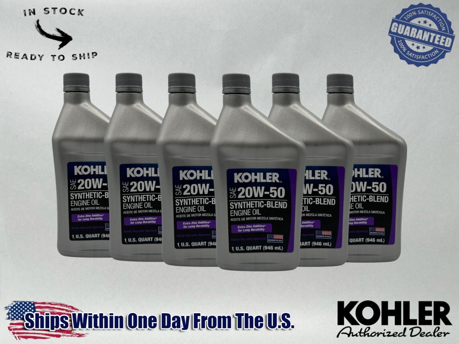 Kohler Genuine OEM Synthetic Blend 20W-50 4-Cycle Engine Oil 25 357 68-S-6PACK
