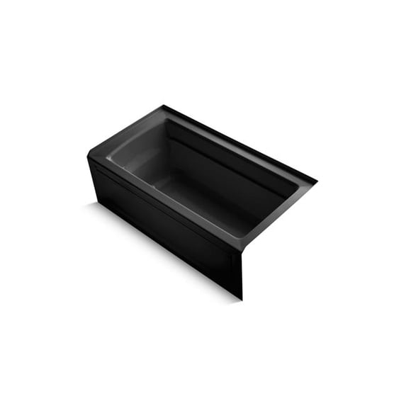 Kohler 1122-GHRA-7 60 x 32 in. Archer Alcove Heated Bubblemassage Air Bath Right Drain - Black