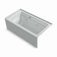 thumbnail image 1 of Kohler 1122-XGHRA-95 60 x 32 in. Archer Alcove Heated Bubblemassage Air Bath & Right Whirlpool Drain - Ice Gray, 1 of 4
