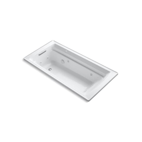Kohler 1124-H-0 72 x 36 in. Archer Drop-In Heated Whirlpool Bath - White