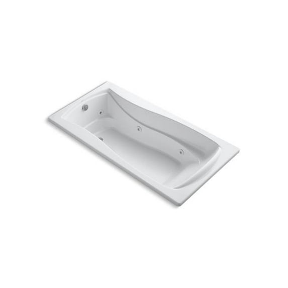 Kohler 1257-HB-0 72 x 36 in. Mariposa Drop-In Whirlpool Bath with End Custom Drain Pump Location & Heater - White