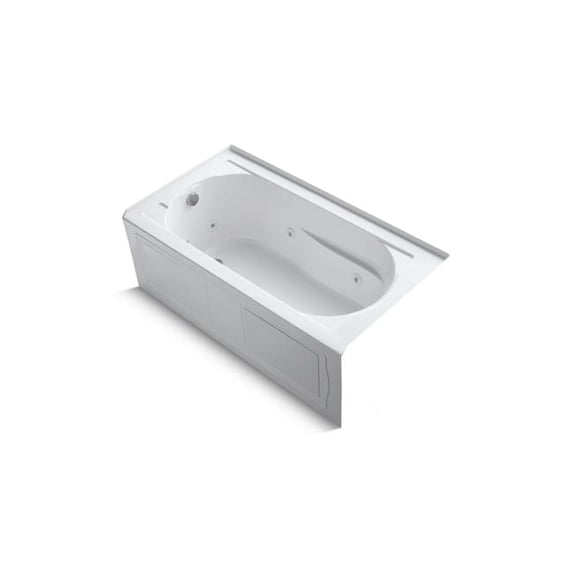 Kohler 1357-HL-0 60 x 32 in. Devonshire Alcove Heated Whirlpool Left Bath Drain - White