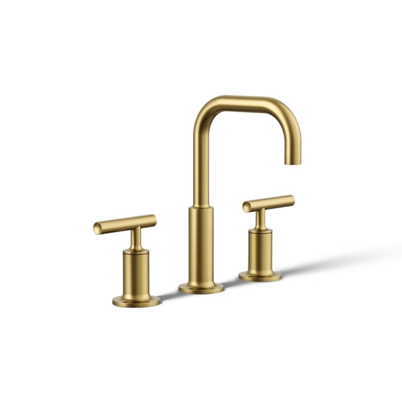 Widespread Bathroom Faucet, Bathroom Sink Faucet, Lever Handles and gooseneck spout Vibrant Brushed Moderne Brass