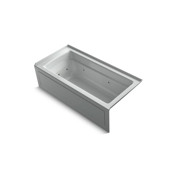 Kohler 1949-RA-95 66 x 32 in. Archer Alcove Whirlpool Right Drain - Ice Gray