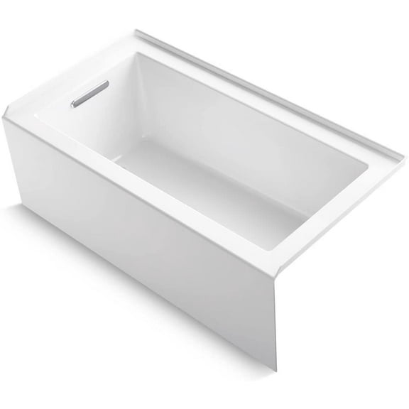 KOHLER K-1957-LA-0 Underscore Rectangle 60-Inch x 32-Inch Alcove Bath, Integral Flange and Left-Hand Drain, White