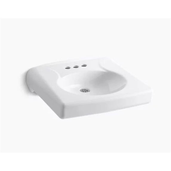 Kohler K-1997-Ss4n Brenham 22" Vitreous China Wall Mounted Bathroom Sink - White