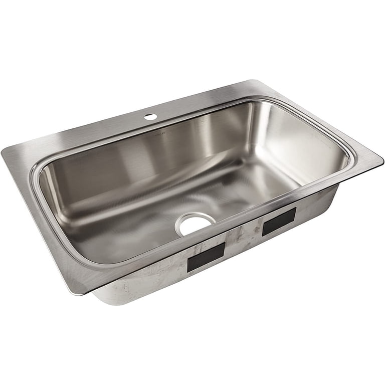 Herogo 33x22Inch Drop In Kitchen Sink, 18/10 Stainless Steel Topmount Handmade 10'' Deep Single Bowl Kitchen Workstaion Sink with 5 Accessories Herogo 33x22Inch Drop In Kitchen Sink, 18/10 Stainless Steel Topmount Handmade 10'' Deep Single Bowl Kitchen Workstaion Sink with 5 Accessories