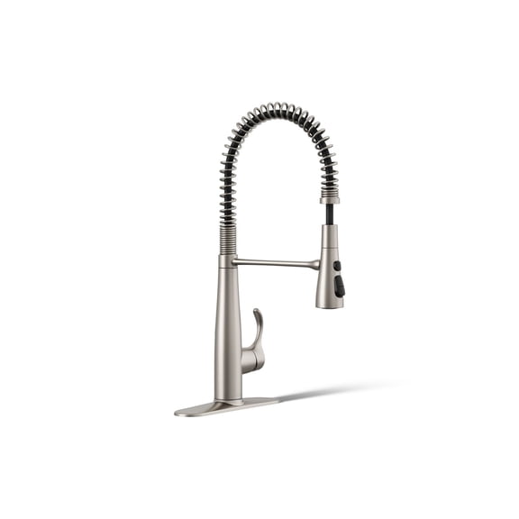 KOHLER 22033-VS Simplice Semi Professional Kitchen Sink Faucet, Pre-Rinse Kitchen & Commercial Faucet, Vibrant Stainless, 9" x 9-1/4" x 21-5/8"