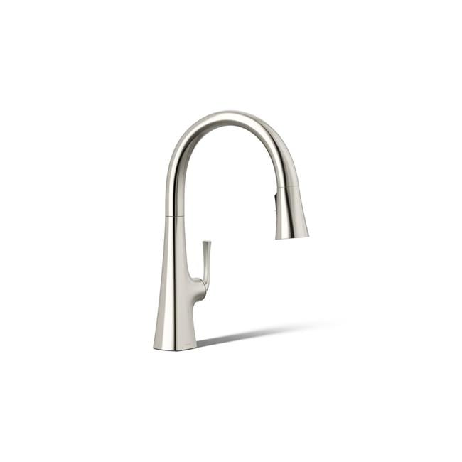 Kohler 22062-SN 1.5 GPM 1 Handle Pull Down Kitchen Sink Faucet with Three Function Spray Head - Vibrant Polished Nickel