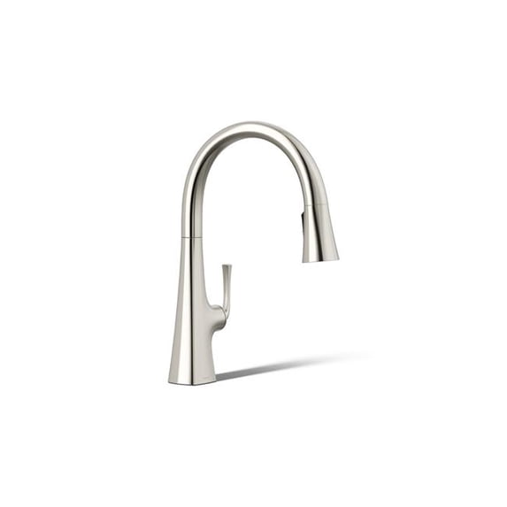 Kohler 22062-SN 1.5 GPM 1 Handle Pull Down Kitchen Sink Faucet with Three Function Spray Head - Vibrant Polished Nickel