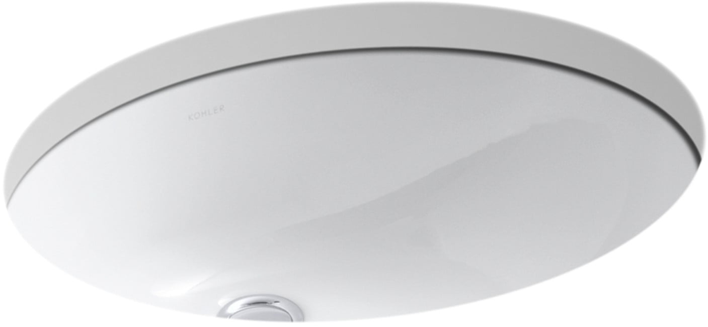 White Ceramic Oval Undermount Bathroom Sink with Overflow