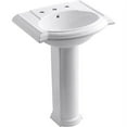 thumbnail image 1 of Kohler K-2286-8-0 24 in. Devonshire Pedestal Bathroom Sink with 8 in. Widespread Faucet Hole - White, 1 of 4
