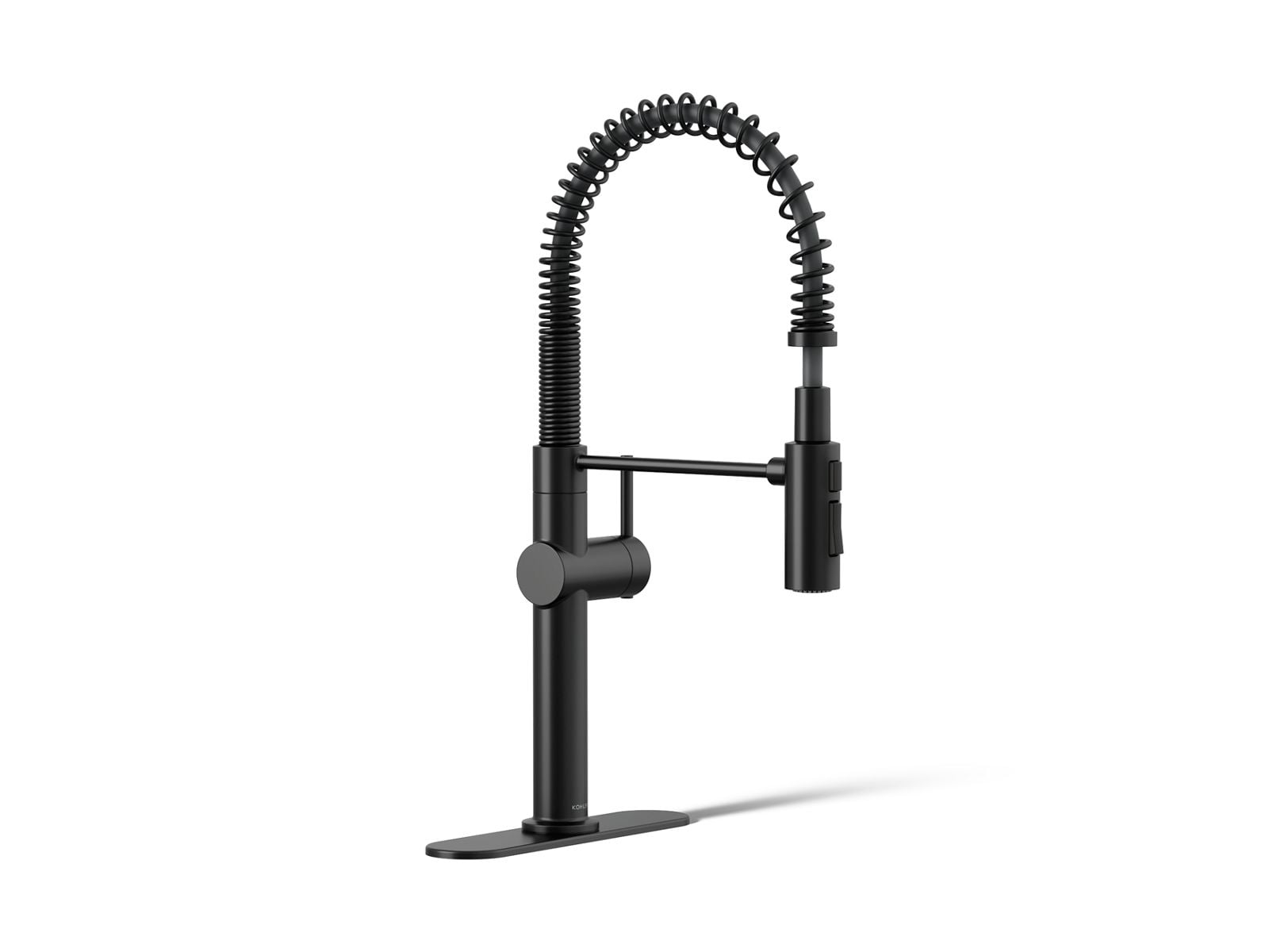 KOHLER 22973-BL Crue High-Arc Kitchen Faucet with Pull Down Spring Spout, Professional Pre-Rinse Kitchen Faucet, Commercial Faucet, Matte Black