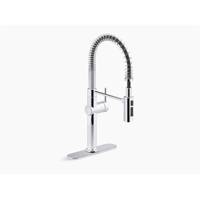 KOHLER 22973-CP Crue High-Arc Kitchen Faucet with Pull Down Spring Spout, Professional Pre-Rinse Kitchen Faucet, Commercial Faucet, Polished Chrome