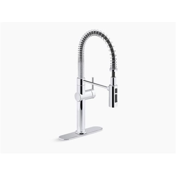 KOHLER 22973-CP Crue High-Arc Kitchen Faucet with Pull Down Spring Spout, Professional Pre-Rinse Kitchen Faucet, Commercial Faucet, Polished Chrome