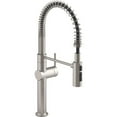 thumbnail image 1 of KOHLER 22973-VS Crue High-Arc Kitchen Faucet with Pull Down Spring Spout, Professional Pre-Rinse Kitchen Faucet, Commercial Faucet, Vibrant Stainless, 1 of 7