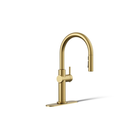 KOHLER 22974-WB-2MB Crue Touchless and Voice Activated Kitchen Sink Faucet with Pull Down Sprayer, Motion Sensor, Hands Free Kitchen Faucet, Vibrant Brushed Moderne Brass