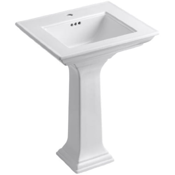 Kohler K-2344-1-0 24 in. Memoirs Stately Pedestal Bathroom Sink with Single Faucet Hole