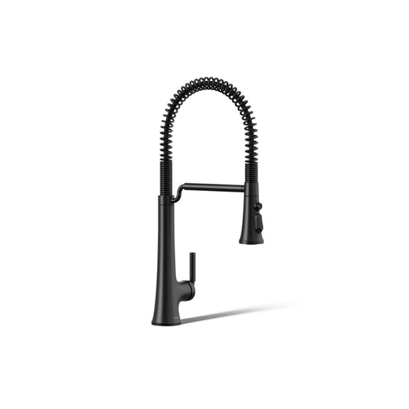 KOHLER 23765-CBL Tone Semi Professional Kitchen Faucet, Matte Black/Polished Chrome