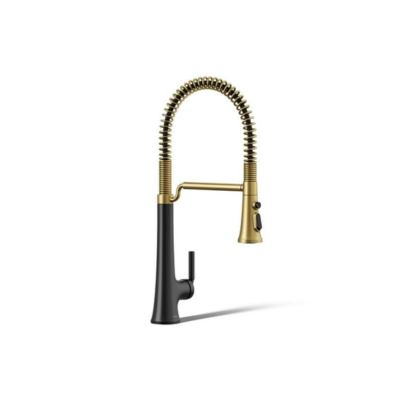 KOHLER 23765-BMB Tone Semi Professional Kitchen Faucet, Matte Black Moderne Brass