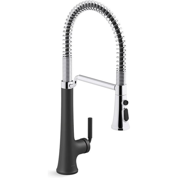 KOHLER 23765-CBL Tone Semi Professional Kitchen Faucet, Matte Black/Polished Chrome