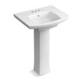 thumbnail image 1 of Kohler K-24050-4-0 4 in. Kelston Pedestal Bathroom Sink with Centerset Faucet Holes, White, 1 of 3