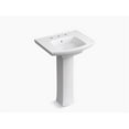 thumbnail image 1 of Kohler K-24050-8-0 24 in. Kelston Pedestal Bathroom Sink with 8 in. Lavatory Centerset Faucet Hole - White, 1 of 3
