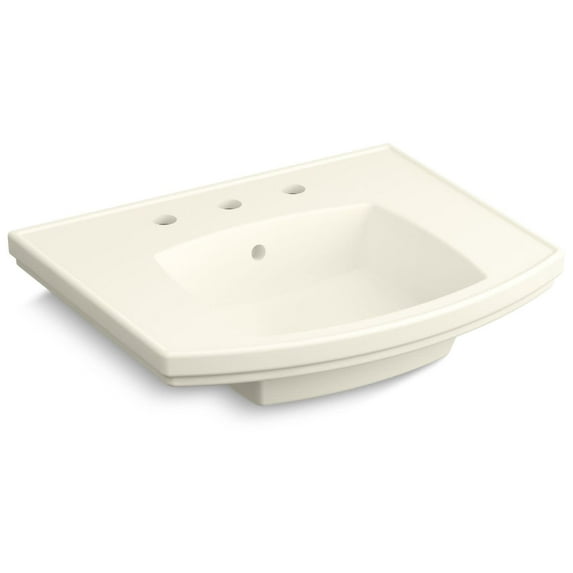 Kohler K-24051-8 Kelston 24" Rectangular Vitreous China Pedestal Bathroom Sink - Off White