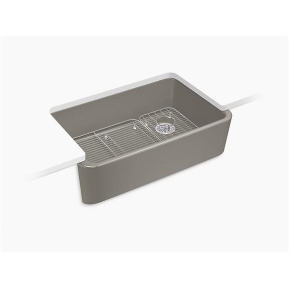 Kohler K-24268-K4 Ironridge Undermount Single-Bowl Farmhouse Kitchen Sink, Cashmere