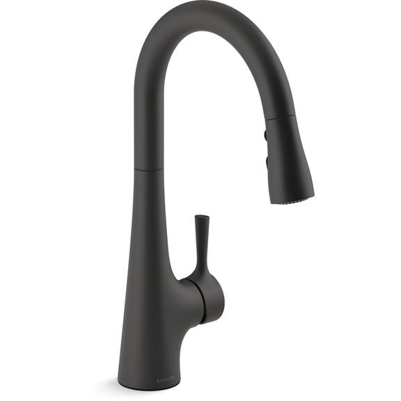 Open Box Kohler K-24661 Tempered 1.5 GPM Single Hole Pull Down Kitchen Faucet - Black