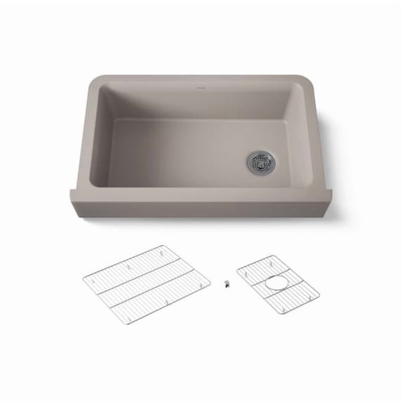 Kohler 25784-CM3 36 in. Undermount Single-Bowl Farmhouse Kitchen Sink - Matte Taupe