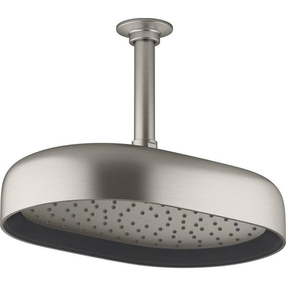 Kohler 26293-G-BN 10 in. 1-Function Statement Oval Rainhead with Katalyst Air Induction Technology - Vibrant Brushed Nickel