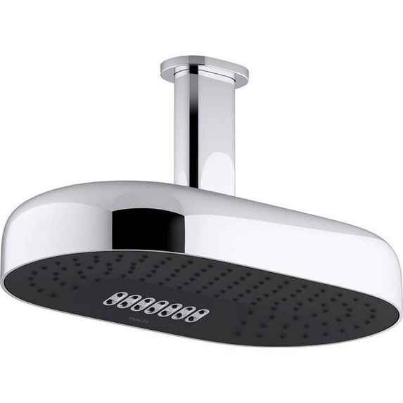Kohler 26295-G-CP 14 in. 2-Function Statement Oval Rainhead with Katalyst Air Induction Technology - Polished Chrome