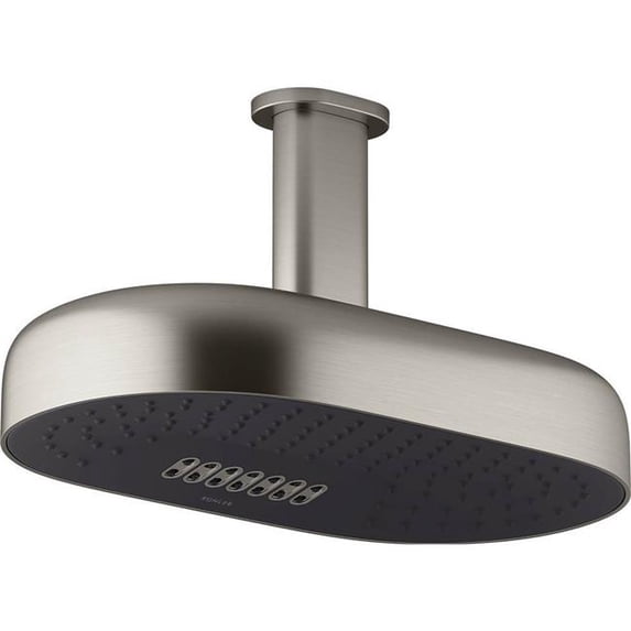 Kohler 26295-BN 14 in. 2-Function Statement Oval Rainhead with Katalyst Air Induction Technology - Vibrant Brushed Nickel