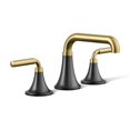thumbnail image 1 of Kohler K-27416-4N Tone .5 GPM Bathroom Sink Faucet - Matte Black / Moderne Brass, 1 of 1