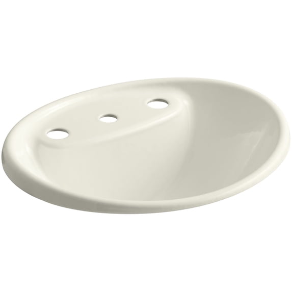 Kohler K-2839-8 Tides 20" Drop In Enameled Cast Iron Bathroom Sink - Off White