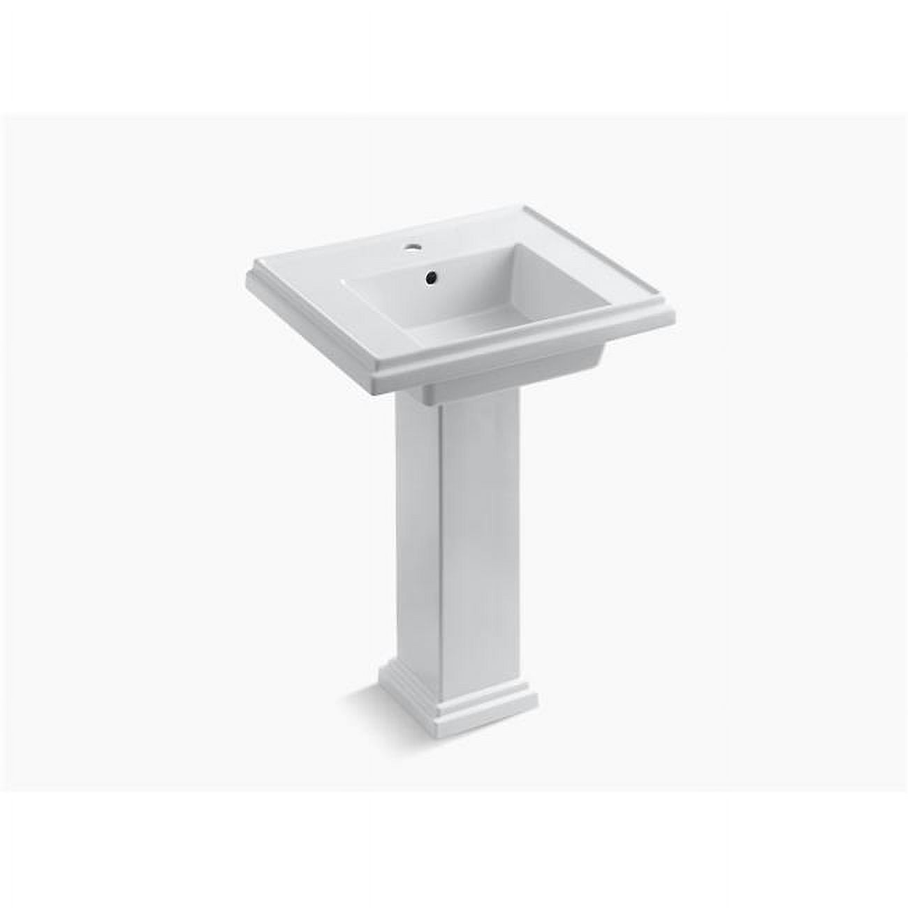 Kohler K-2844-1-0 24 in. Tresham Pedestal Bathroom Sink with Single Faucet Hole - White