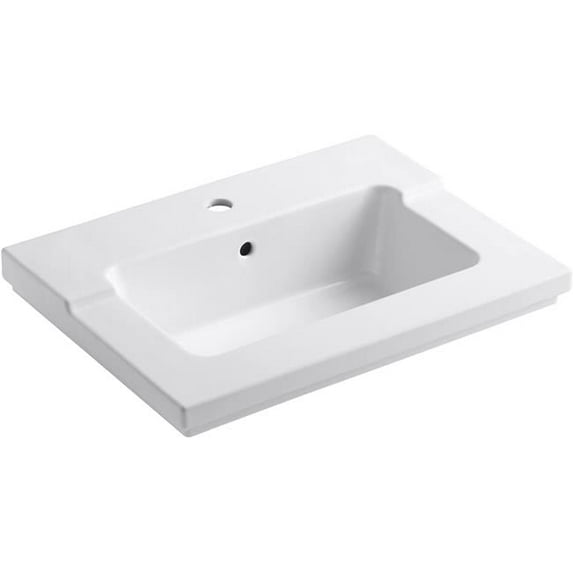 Kohler K-2979-1-0 Tresham Top & Basin Lavatory Sink with Single Faucet Hole, White