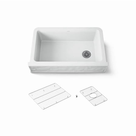 Kohler 29825-CM6 36 in. Undermount Single Bowl Farmhouse Kitchen Sink with Faceted Design - Matte White