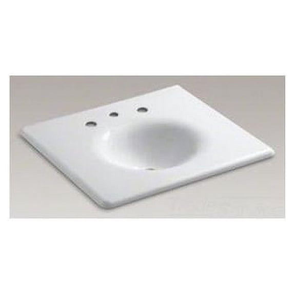 Kohler 3048-8-0 25 in. Enameled Cast Iron Vanity Top with Integrated Round Sink & 8 CC - White