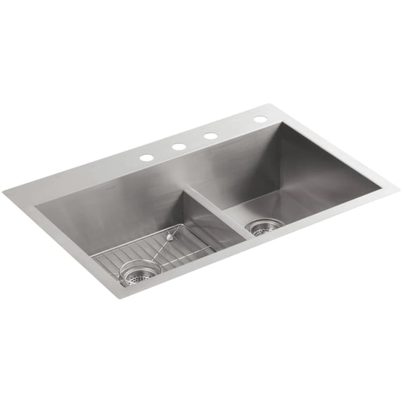 Kohler K-3839-4 Vault 33" Double Basin Top-Mount/Under-Mount 18-Gauge Stainless Steel