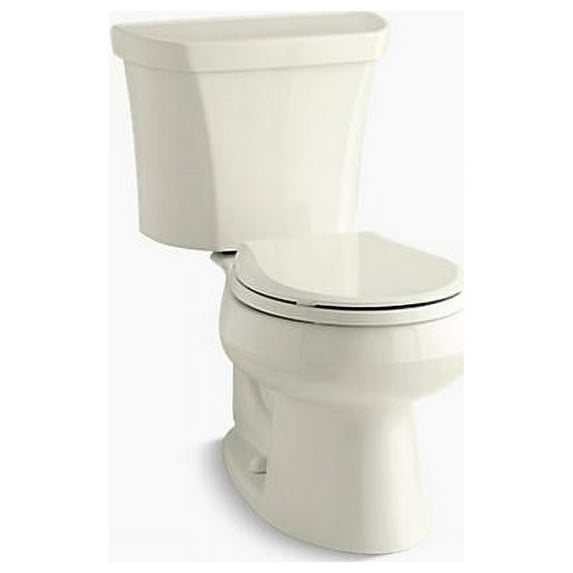 Kohler K-3987-RA-96 Wellworth 2 Piece Round-Front Dual-Flush Toilet with Right-Hand Trip Lever - Biscuit