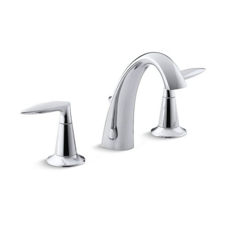 KOHLER K-45102-4-CP Alteo 2-Handle Widespread Bathroom Faucet with Metal Drain Assembly in Polished Chrome