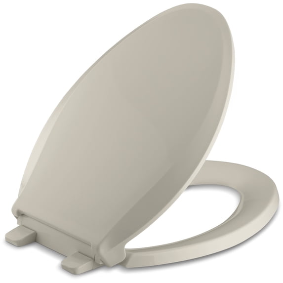 KOHLER K-4636-G9 Cachet Quiet-Close with Grip-Tight Bumpers Elongated Toilet Seat, Sandbar